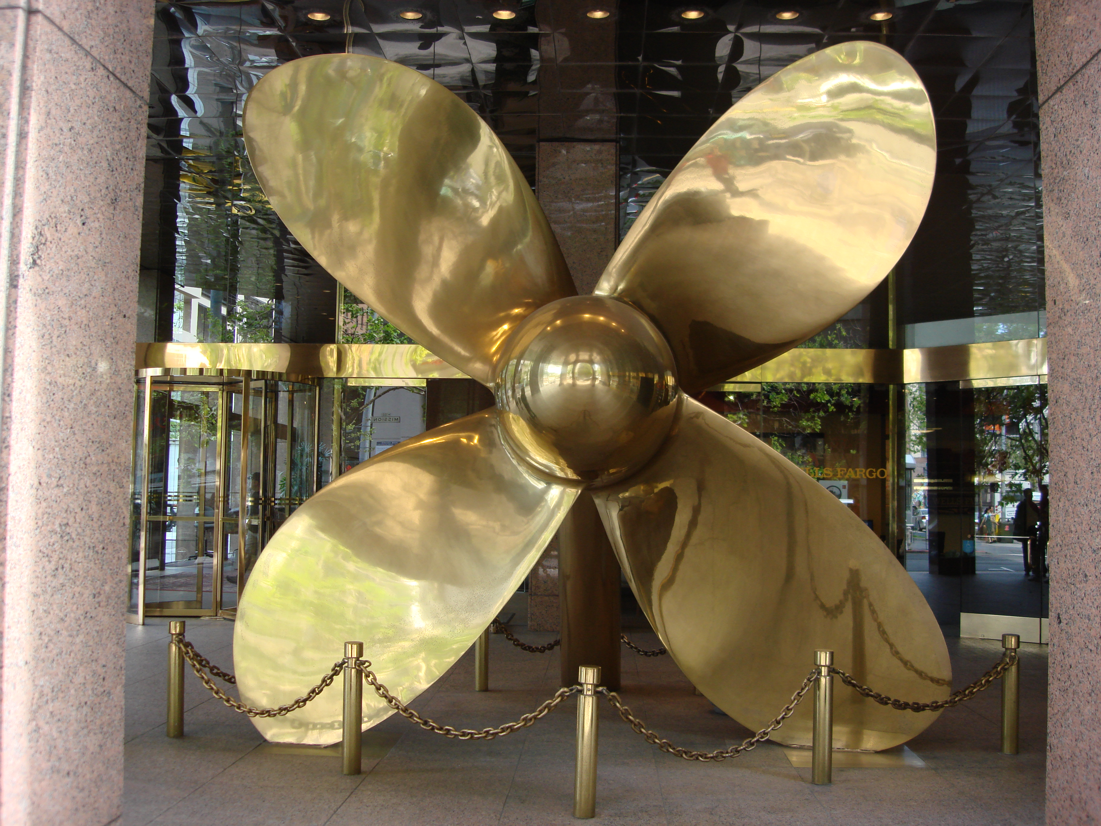 Big-ass propeller outside Wells-Fargo