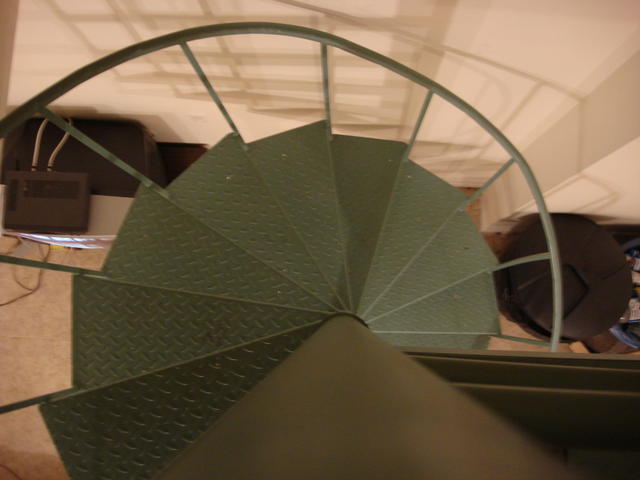 Spiral staircase at Gotd0t's in Bushwick