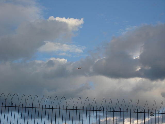 Plane flying over site of "Death from Above" at York & Bridge