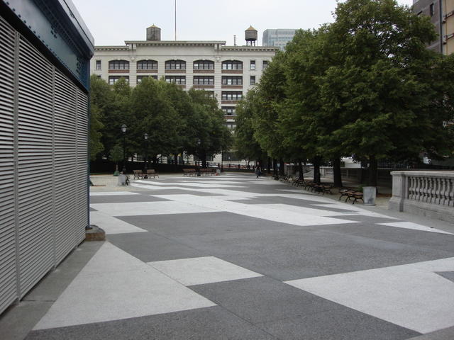 Plaza at the foot of the Manhattan Bridge