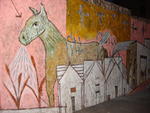 Horse, construction wall on Smith St.
