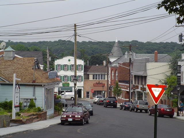Looking down at downtown Port Jefferson